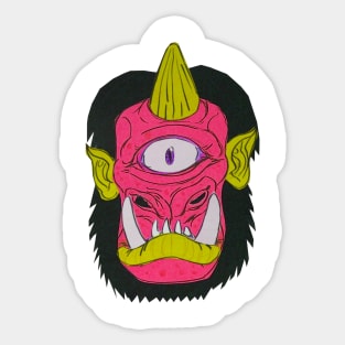 Cyclops Monster Mask Cardboard Papercraft Putrid Pink Sticker